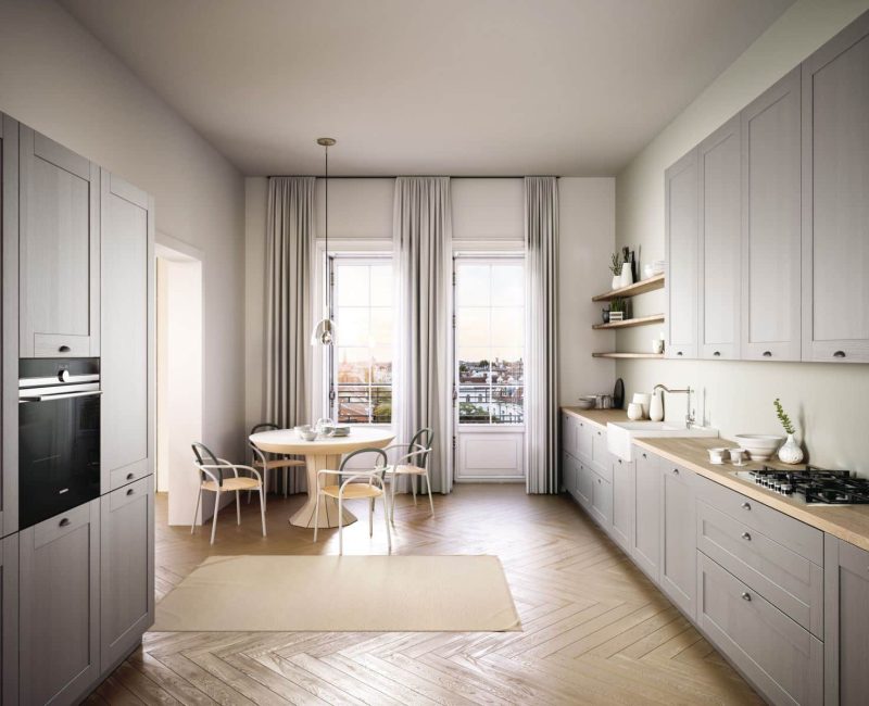 Cuisine moderne grise et bois