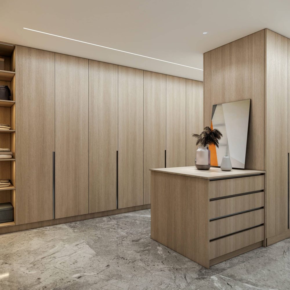 Pièce avec un immense dressing familiale ilot rangements centrale